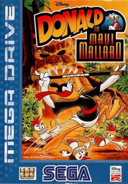 Donald in Maui Mallard box art for Sega Mega Drive